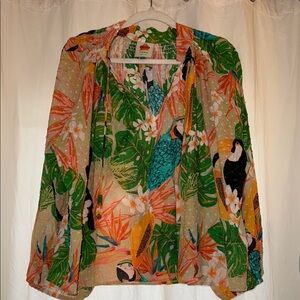 FARM Rio Tropical Print Blouse - Green, Orange, Black